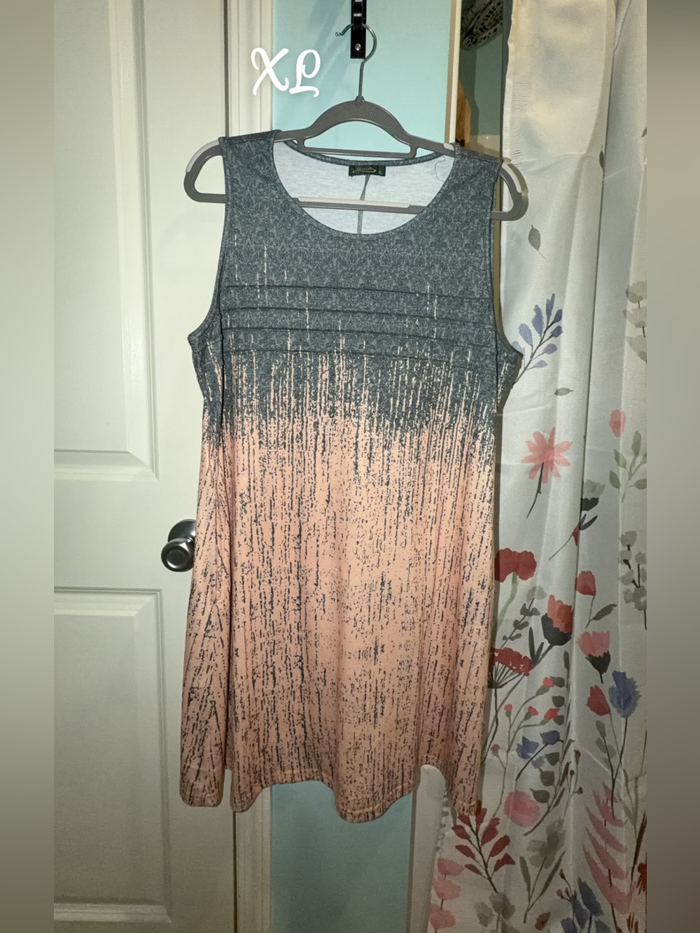 Sleeveless Gray and Peach Ombre Shift Dress